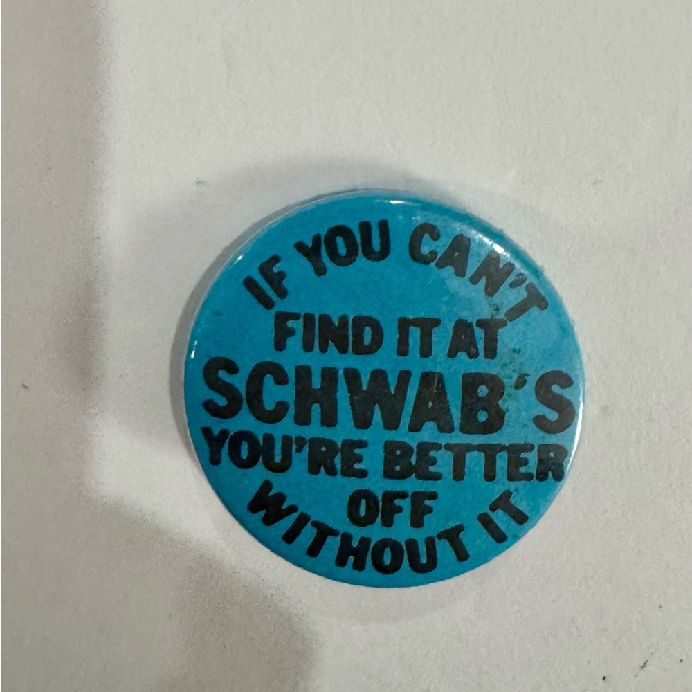 Vintage Schwab Pharmacy Button